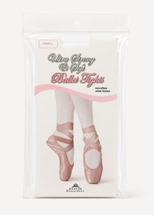 balletpanty met voet in wit in verpakking