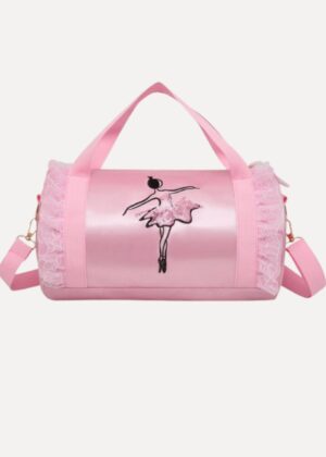 ALT-TEKST: Ballet tas roze tule ballerina met pailletten en gouden ritsen voorkant