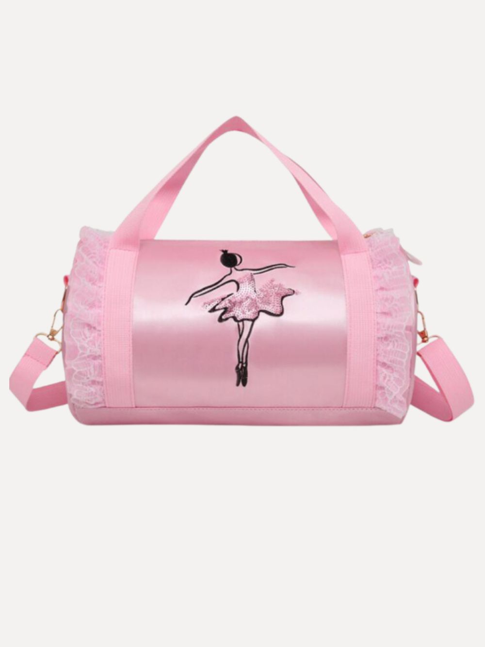 ALT-TEKST: Ballet tas roze tule ballerina met pailletten en gouden ritsen voorkant