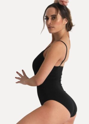 balletpakje dames zwart spaghettiband odette zijkant