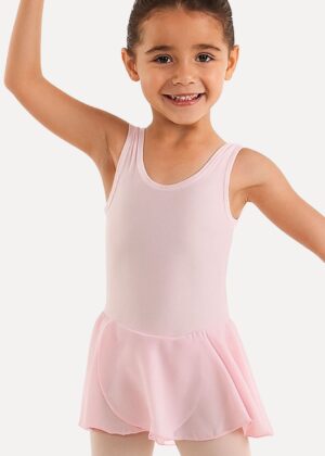 Balletpakje Prima Donna roze met chiffon rokje voorkant kind model