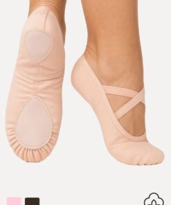 balletschoenen splitzool canvas veganova roze zwart