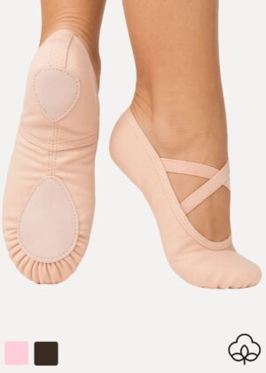 vegan balletschoenen splitzool canvas veganova roze zwart