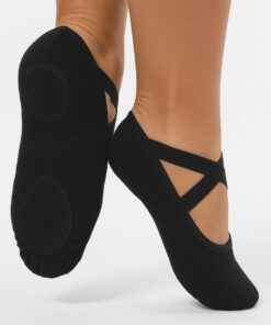 balletschoenen splitzool rekbaar canvas zwart