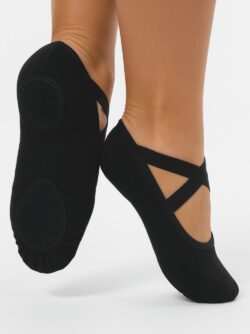 balletschoenen splitzool rekbaar canvas zwart
