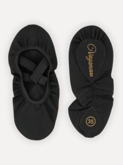 balletschoenen zwart canvas splitzool veganova flatlay