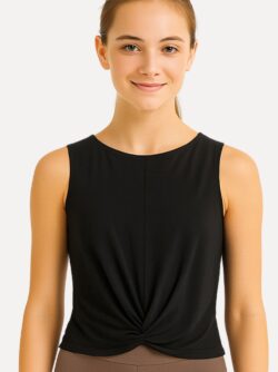 knooptop viscose zwart voorzijde