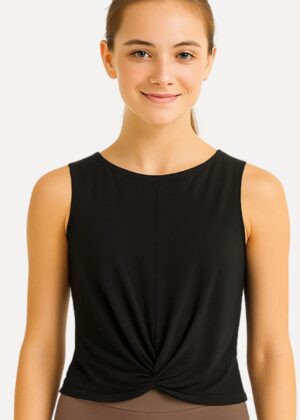 knooptop viscose zwart voorzijde