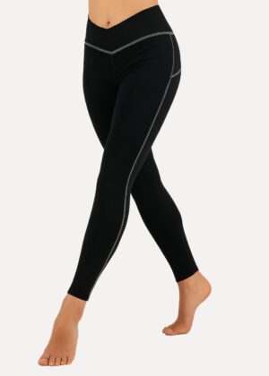legging v-shape zwart-taupe voorkant