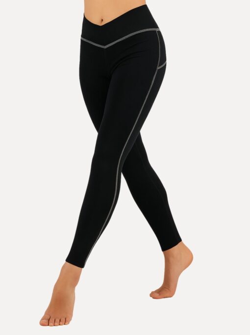 legging v-shape zwart-taupe voorkant