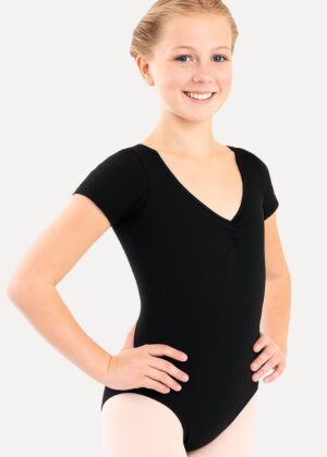 zwart balletpakje korte mouw kind zwart etude voorkant