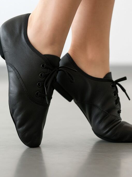 leren jazz schoenen zwart leer oxford