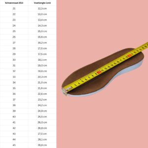 schoenmaattabel balletschoenen