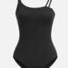 silhouette balletpakje voor dames in zwart voorzijde
