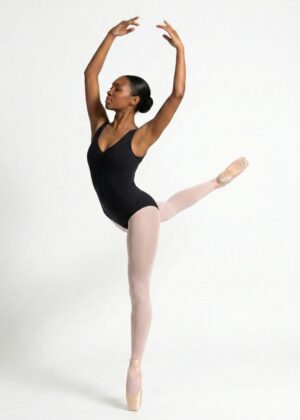 zwart balletpakje met brede banden en rimpeltje - classic