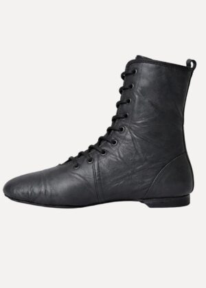 Jazzlaarsjes leer splitzool zwart - voorzijde