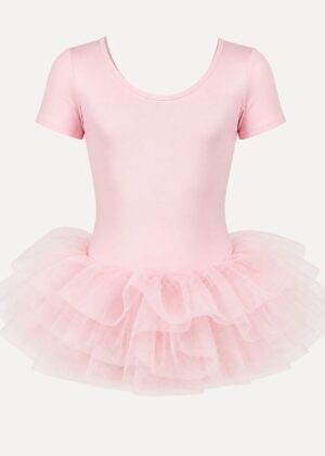 tutu balletpak-met-mouwtjes-roze-meisjes-alexandra-maat-140-zonder model-vooraanzicht