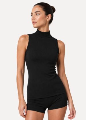 danstop dames zwart roxy op model voorkant