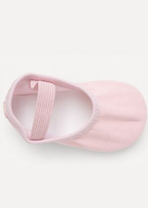 Roze canvas balletschoen voor kinderen met elastische band, bovenaanzicht