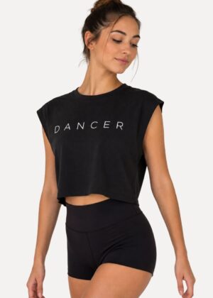 tshirt-dans-zwart-dames-kinderen-op-model-voorkant