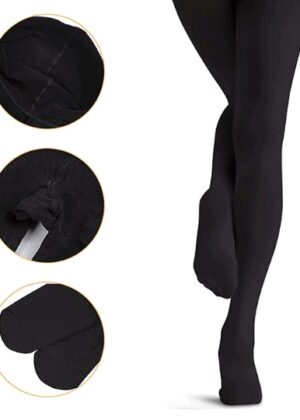 Balletmaillot met voet | Balletpanty zwart | Microfiber