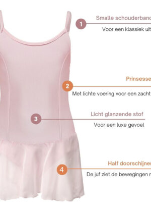 Balletpakje Cinderella | Roze met rokje | Kinderen
