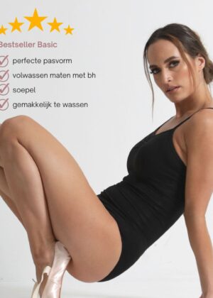 Balletpakje Odette | Zwart en wit | spaghettiband dames