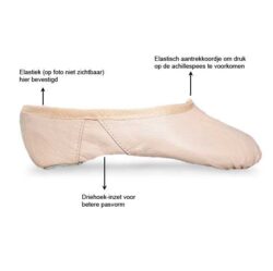 'Tradition' Leren splitzool balletschoenen in roze of zwart