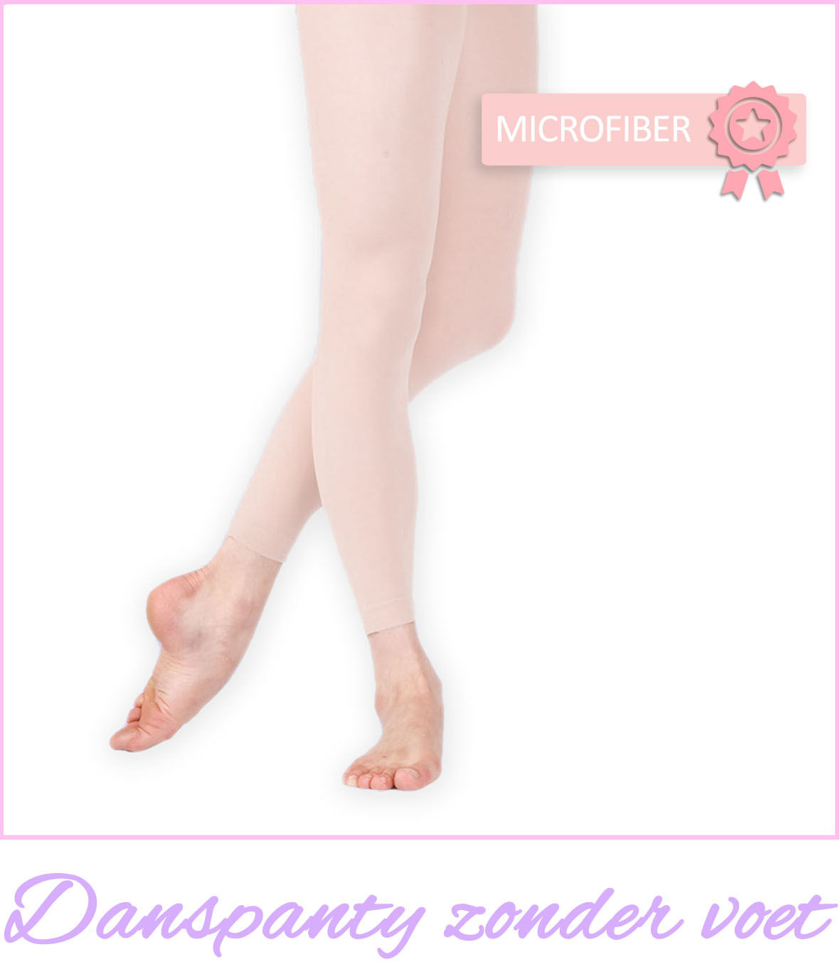 Balletmaillot zonder voet | Balletpanty roze| Microfiber