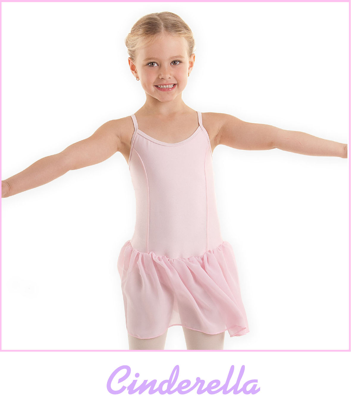 Balletpakje Cinderella | Roze met rokje | Kinderen