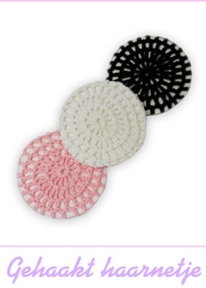 Gehaakt Haarnetje in Roze, Zwart of Wit