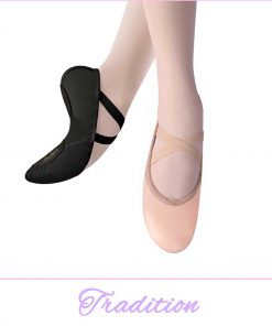 'Tradition' Leren splitzool balletschoenen in roze of zwart