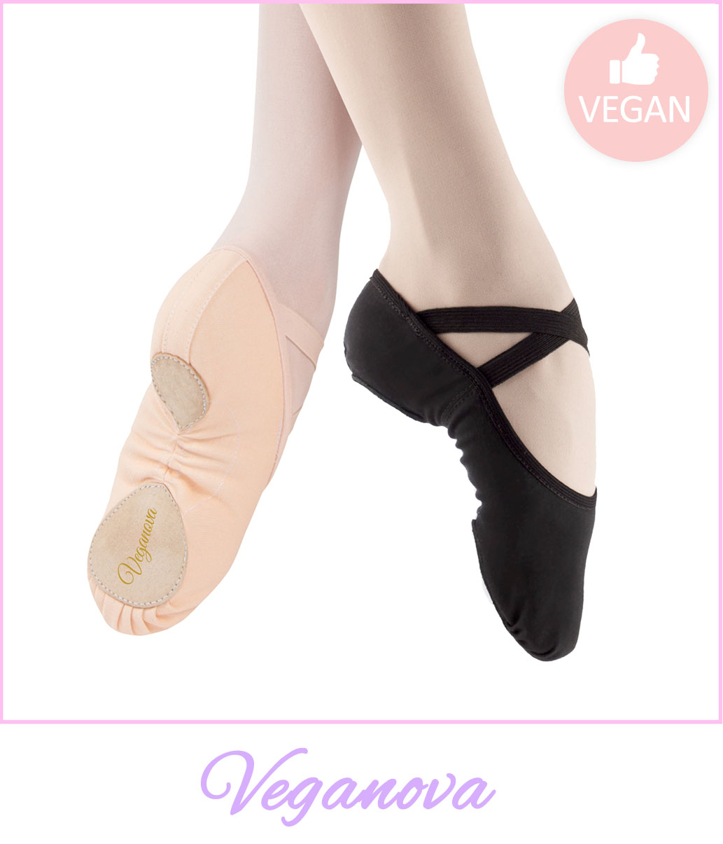 Vegan balletschoenen | Splitzool van elastisch canvas